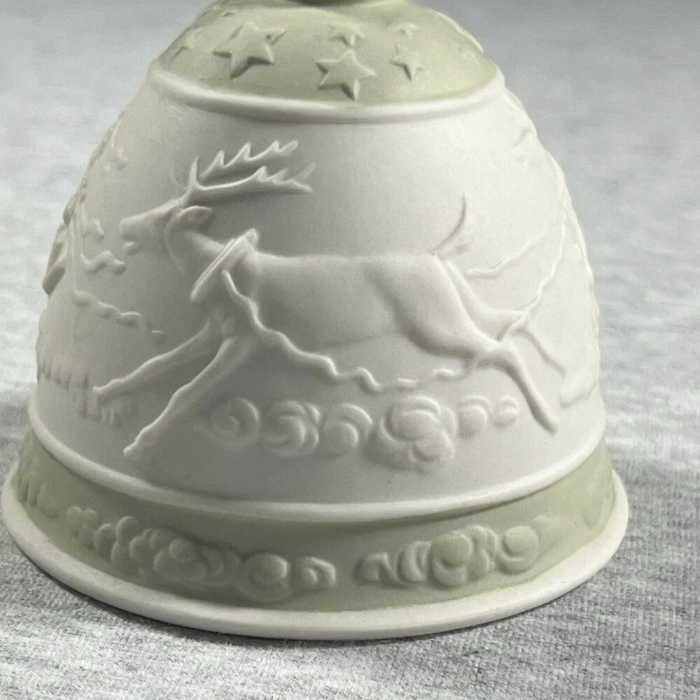 Lladro 1988 Christmas Bell Ornament Santa‎ St Nick Reindeer Spain Retired